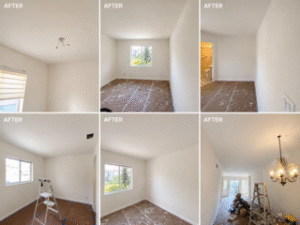 Completed popcorn, ceiling removal, and smooth finish interior painting project in Broward County Fl bye American elite painting & restoration