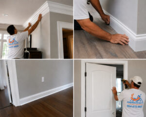 Crown molding,baseboard and pre hung doors installation in broward county by American Elite Painting & Restoration